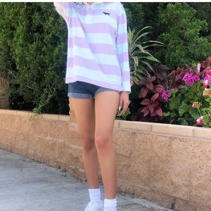 PINK striped collared shirt